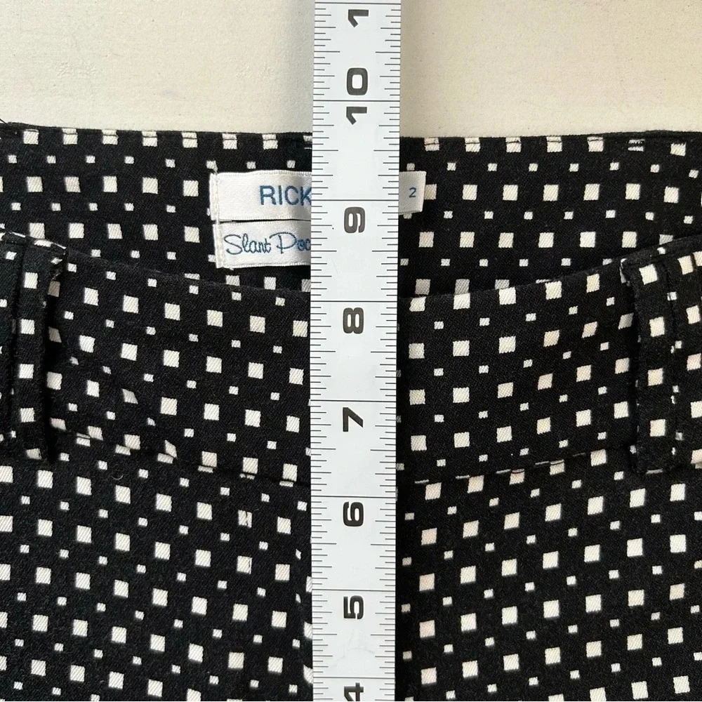 Ricki's Slim Fit Cropped Ankle Pants Slant Pocket Stretch Fit Black White Size 2 - Picture 13 of 16